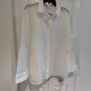 Frame white Eyelet NWT Linen (Ramie) Button-Up Shirt size L